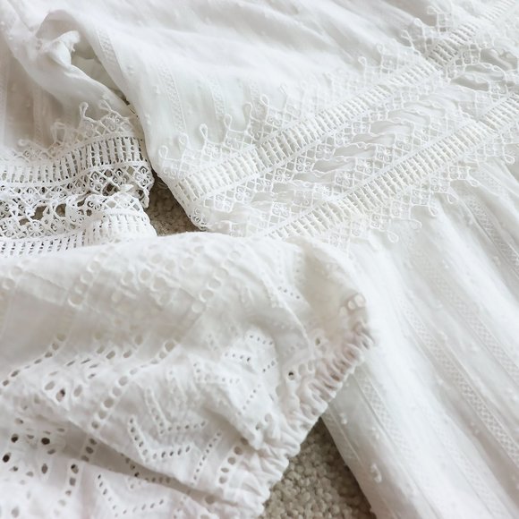 SOLD ANTHROPOLOGIE Eyelet Midi Dress White sz 6 - Picture 9 of 11